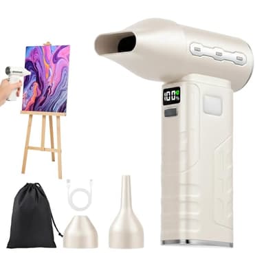 Cordless Acrylic Paint Pouring Blower with 3 Nozzles, 5 Speed Adjustable Mini Paint Dryer for Fluid Art, Acrylic Pouring, Watercolor, Resin, Dutch Pour Floetrol Craft Projects