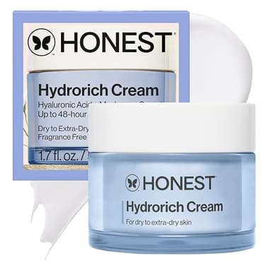Honest Beauty Hydrorich Cream with Hyaluronic Acid + Mushroom Complex, Clinically Tested for Dry Skin, Dermatologist Tested, Hypoallergenic, Vegan, EWG Verified