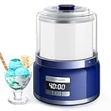 AIRMSEN Ice Cream Maker, 2.1-Quart Automatic Ice Cream Machine with LED Screen and Timer for Gelato Milkshakes Sorbet, Double-Insulated Freezer Bowl, Compact Size, Perfect for Family (Blue, Large)