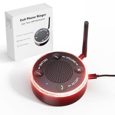 VigorKeeper Cell Phone Ringer Amplifier & Flasher - 116dB Ultra Loud & Bright Red-Blue Flash, One-Touch Answer/Decline, Bluetooth 5.3 for Hard of Hearing/Seniors/Deep Sleepers/Noisy Spaces/Home