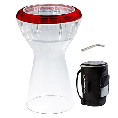 Wambooka Red Ruby Darbuka – Dry & Wet Sound Modes, 8.75'' Head, Lightweight- Professional Drum with Brass Tuning Keys & Padded Bag – 17'' Length – Ideal for Live & Studio Use