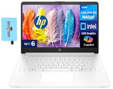 HP 14 Everyday Value Laptop 14.0" HD HD Display (Intel Celeron N4500, 8GB DDR4, 256GB PCIe SSD, Intel UHD, WiFi 6, Webcam, Bluetooth 5.4, Win 11 Home S-Mode) w/DKZ USB Port Expander