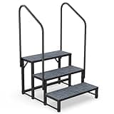 ZSLTLDU RV Steps with Handrail, Hot Tub Steps, Upgraded 3 Tier Heavy Duty Steel Mobile Home Steps, Spa Steps Outdoor Stairs for 5th Wheel RV Camper Trailer Porch with Non-Slip Mats