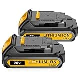 LONG FIT Replace for DEWALT 20V MAX Battery Pack, 3.0-Ah, 2-Pack, Compatible with Dewalt DCB200 DCD DCF DCG Series Cordless Power Tools