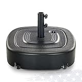 FRUITEAM 154lb Capacity Fillable Mobile Umbrella Base with 4 Wheels, Wind-Resistant Heavy Duty Patio Umbrella Base Market Stand Water or Sand Filled, for Patio, Deck, Poolside w/ 2 Locks, 2 Knobs