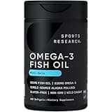 Sports Research Fish Oil Mini-Softgels - Easy to Swallow Omega-3 Fatty Acids from Wild Caught Alaska Pollock Supporting Brain & Heart Health - 625mg, 120 Capsules