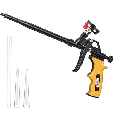 Wolline Professional Spray Foam Insulation Gun (Foam Gun + 2 Nozzle), Teflon-Coated Expanding Foam Gun, Foam Dispensing Gun, for Caulking, Insulating Foam Applicator Yellow - 1 Pack