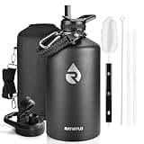 RAYMYLO One Gallon Water Bottle Insulated, Triple Walled Vacuum Stainless Steel (Cold for 48 Hrs), Leak Proof & Non-BPA, Large Water Flask Jug with Paracord Handle & Straw Spout Lids