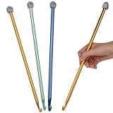 Coopay Tunisian Crochet Hook Set - 9mm 10mm 11mm Large Hooks, 3PCS Extra Long 13.8in Metal Afghan Crochet Needles for Crocheting, Great for Beginners