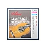 Classical Guitar Strings, Alice 2 Set Classic Guitar 6 Strings Clear Nylon Normal Tension 28-43 Gauge with Anti-Rust Coating, Silver Plated Wrap (AC130)