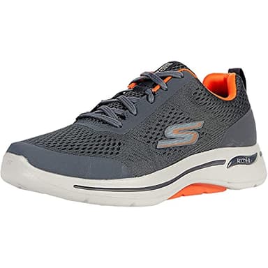 Skechers Men's Go Walk Arch Fit Idyllic Sneaker, Charcoal/Orange, 11 X-Wide
