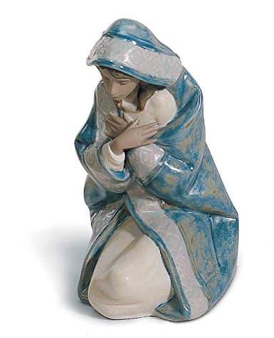 LLADRÓ Nativity Figure of The Virgin Mary Mary Nativity in Stoneware Porcelain. Christmas Figure from The Nativity Scene of The Virgin Mary.