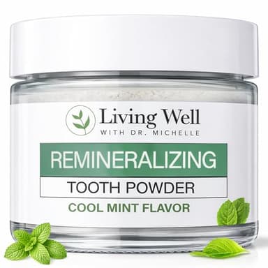Living Well with Dr. Michelle Remineralizing Tooth Powder | Fluoride-Free Hydroxyapatite Formula | Supports Enamel Strength & Oral Wellness | Safe, Clean Ingredients | Cool Mint Flavor
