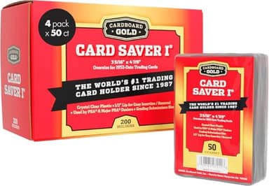 Cardboard Gold Card Saver 1-200Count - Semi Rigid Card Holder, Trading Card Protectors - PSA-Approved Cardsaver for Baseball, Trading, Sports Cards - Card Sleeves, Binder, & Storage Box Compatible