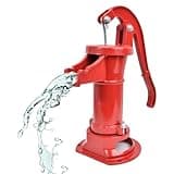 iMeshbean Modern Cast Iron Hand Manual Well Water Pump, Red, 25 Feet Max Lift, Emergency Backup, Garden Yard Farm Home