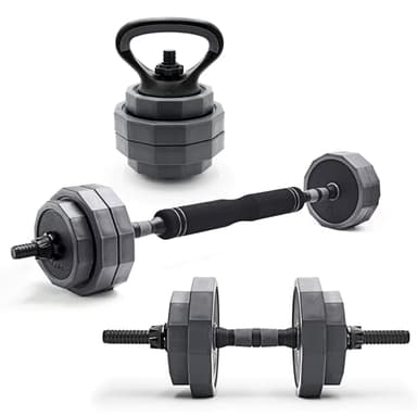 CAP Barbell 66 lb Multi-Use Adjustable Weight Set - Versatile Dumbbell, Barbell & Kettlebell for Full-Body Workouts | Gray