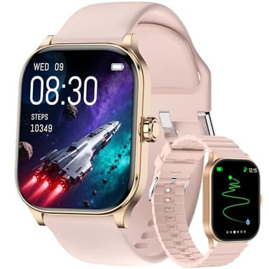 Smart Watch for Women Men with Text and Call, 2025 New AI Smartwatches with Heart Rate/SpO2/Sleep/Stress Monitor, 100+ Sports Modes, GPS Fitness Watches Compatible with iOS/Android (GPS, Pink)