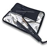 Hair Straightener Mat & Pouch by j&m - Heat Resistant - Fits ghd, BaByliss & Larger Flat Irons - Zip-Up All-in-One Compact Travel Case