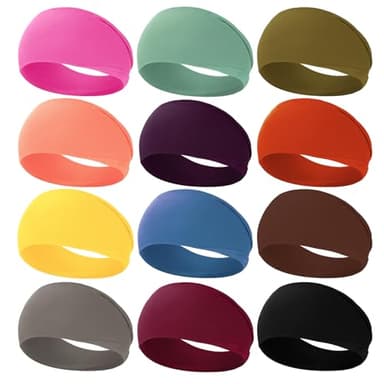 RITOPER Women's Workout Wide Headbands - Non Slip, Super Soft Yoga Running Exercise Bands, Elastic Sweat and Hair Wraps