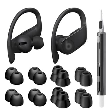 Seltureone 8 Pairs Ear Tips for Beats Powerbeats Pro/Beats Flex/Beats X Non-Slip Soft Silicone Fit in Case Beats Earbuds Replacement Tips for Beats Powerbeats Pro/Beats Flex/urBeats - Black
