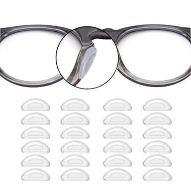 SMARTTOP 1.0mm Eyeglass Nose Pads 20 Pairs Stick On Silicone Anti-Slip Adhesive Nose Pads Cushions for Eyeglasses Sunglasses Thin Nose Pads (Clear)