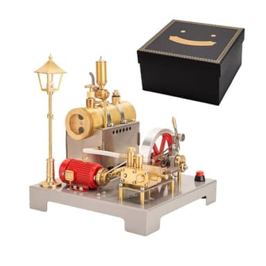 ROUASD Retrol SE-02 Steam Engine Model Kit That Works, 100PCS Reversible Metal Stationary Engine with Boiler Generator Lamp – Perfect for STEM Learning & Collectors