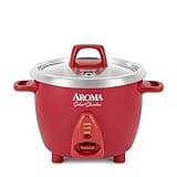 Aroma Housewares Select Stainless Rice Cooker & Warmer with Uncoated Inner Pot, 6-Cup(cooked)/ 1.2Qt, ARC-753SGR, Red