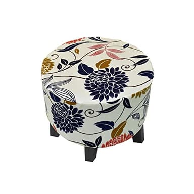 CRFATOP Printed Round Ottoman Covers Slipcover Stretch Footstool Protector Covers Soft Footrest Ottoman Seating Ottoman Throw Cover with Elastic Bottom for Living Room Indoor Outdoor,M,19