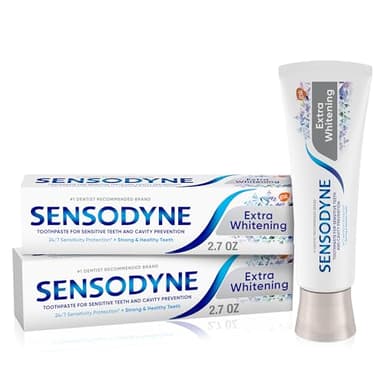 Sensodyne Extra Whitening Toothpaste for Sensitive Teeth, Cavity Prevention and Sensitive Teeth Whitening - 2.7 Ounces (Pack of 2)