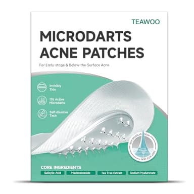 TEAWOO 36-Count Microdart Pimple Patches, Hydrocolloid Acne Patches with Salicylic Acid & Madecossoside, Microdart Zit Patches for Deep Blemishes & Early Stage Acne (Patented)