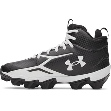Under Armour Boys' Spotlight Hammer JR RM Football Cleats, (001) Black/White/White, 5, US