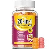 EYHBQIA Fiber Supplement 20-in-1, Fiber Gummies for Adults, 50 Billion CFU Probiotic & Prebiotic Supplement with Inulin, Psyllium, Support for Gut & Digestive Health, 60-Count, Peach & Orange
