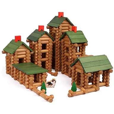 Wondertoys 530 Pcs Wooden Logs Set Ages 3+, Classic Building Log Toys for Kids, Creative Construction Engineering Educational Gifts