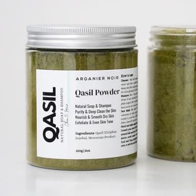 Arganier Noir Qasil Powder Natural Soap, Hair Mask and Shampoo. Leaves skin and hair deeply clean and nourished. 150g