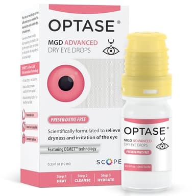 Optase MGD Advanced Dry Eye Drops, 0.33 fl oz - Lipid-Containing Preservative Free Eye Drops for Dry Eyes - Visually Clear Artificial Tears - Contact Lens Compatible - Multidose Bottle with 300 Doses