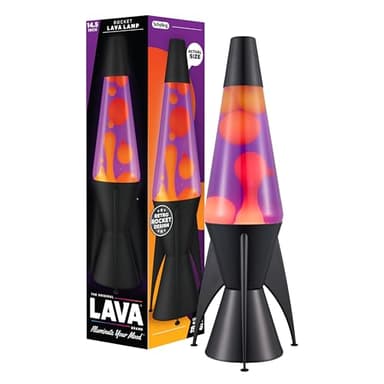 Lava The Original Lamp - 14.5" Evenfall – Retro Rocket Liquid Motion Lamp - Yellow Wax and Purple Liquid - Item #2391 (Amazon Exclusive)