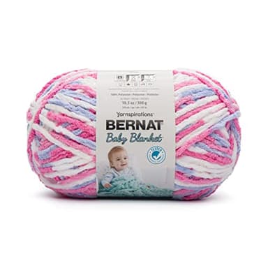 Bernat BABY BLANKET BB Pink/Blue Ombre Yarn - 1 Pack of 10.5oz/300g - Polyester - #6 Super Bulky - 220 Yards - Knitting/Crochet