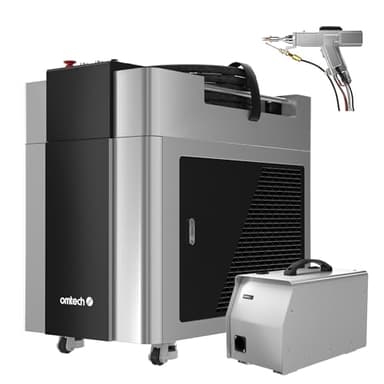 OMTech 1500W Handheld Fiber Laser Welder, 3 in 1 Laser Welding Cleaning Cutting Machine with Laser Gun, Wire Feeder, Built-in Water Chiller, 20 Welding Nozzles, Laser Welder Cleaner Cutter for Metal