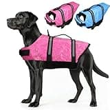 Neween Dog Life Jacket with Reflective Stripes, Adjustable Ripstop Pet Life Vest Lifesaver Preserver with Rescue Handle and High Flotation Swimsuit for Small Medium Large Dog, Pink, Small