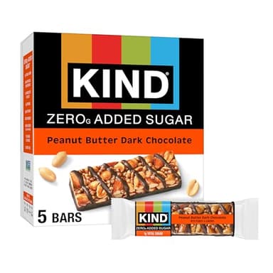 KIND ZERO Added Sugar Bars, Peanut Butter Dark Chocolate, Keto Friendly Snacks, Gluten Free, 5g Protein, 5 Count