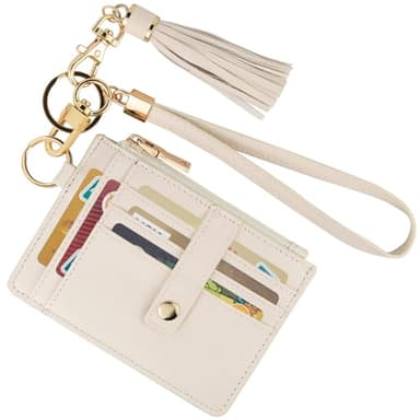 KNGITRYI Small Wristlet Wallets for Women RFID Credit Card Holder Wallet Keychain Wristlet Wallet Credit Card Wallets for Women (Beige)