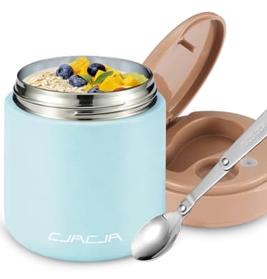 Thermo for Hot Food Kids - 15.2oz, Leak Proof Insulated Food Jar, Soup Thermo, Insulated Lunch Containers, Termos Para Comida Caliente, Wide Mouth Lunch Box with Folding Spoon and Handle
