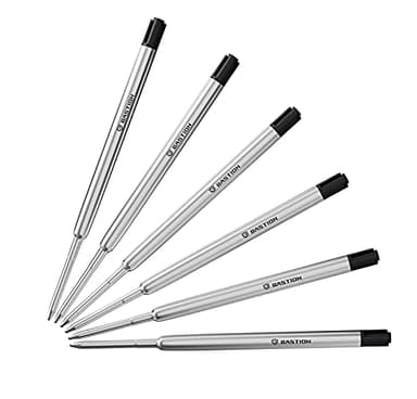 BASTION® Premium Pen Refill, Deeply Pigmented Ink for All Bolt Action Luxury Pens, Standard Ink Refill with 0.55mm Fine Tip - Black 6 Pieces