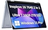 Dell Inspiron 16 7640 2-in-1 Laptop (16" FHD+ Touchscreen, Intel Ultra 7 155H (> i7-13700H), 16GB LPDDR5X RAM, 2TB SSD), AI PC for Creator, Designer, 15-Hr Long Battery Life, Fingerprint, Win 11 Pro
