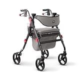 Medline Premium Empower Rollator Walker with Memory Foam Seat, Gray & Black, 300 lb. Weight Capacity, 8” Wheels, Microban* Technology, Cupholder, Rolling Walker for Mobility Impairment