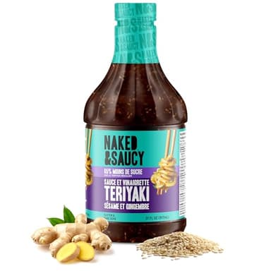 Naked & Saucy Low Sugar Teriyaki Sesame Ginger Sauce and Dressing, Gluten-Free, Soy-Free, Vegan, Paleo, 31 fl oz