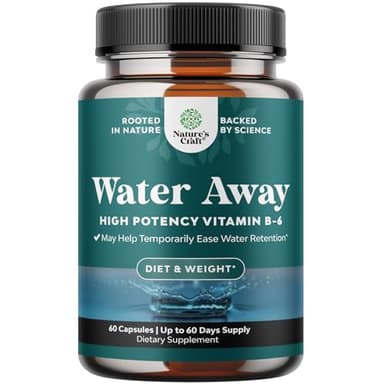 Water Away Herbal Diuretic Pills High Strength - Fluid Retention Supplement with Dandelion Leaf Extract & Green Tea for Bloating Relief for Women & Men - Capsules for Leg & Feet Swelling - 60 Count