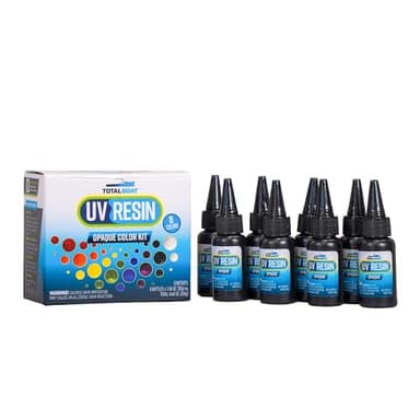 TotalBoat Opaque Colored UV Resin - Fast-Cure UV Resin Kit for Jewelry Making, Charms, Crafts, Casting, and DIY Art Projects - 8 Pre-Tinted Colors, 240g