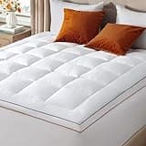 Bedsure Queen Mattress Topper, Pillow Top Mattress Topper Queen with Deep Pocket fits up to 21 Inches, Extra Soft Thick Bed Pad Cover with Fluffy Breathable, White