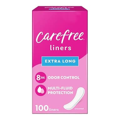 Carefree Panty Liners for Women, Extra Long, Unwrapped, Unscented, 100ct | Pantiliners, Carefree, Daily for Women, Light Periods and Leaks, 8-Hour Odor Control|100ct (Packaging May Vary)
